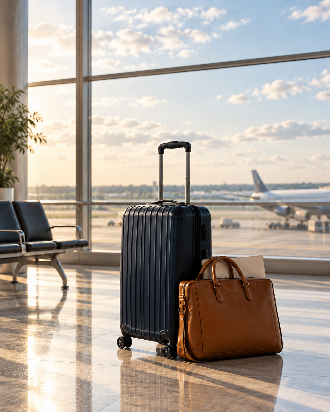 Valijas listas para viajar en un aeropuerto