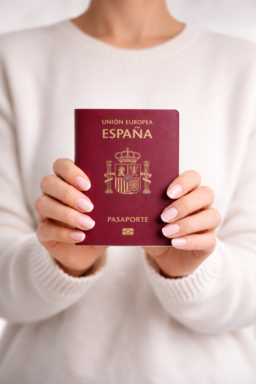 Persona sosteniendo un pasaporte español